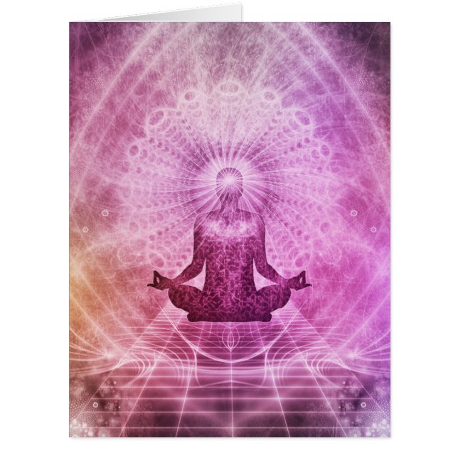Cartão Meditação espiritual de Yoga Zen Colorida (Frente)
