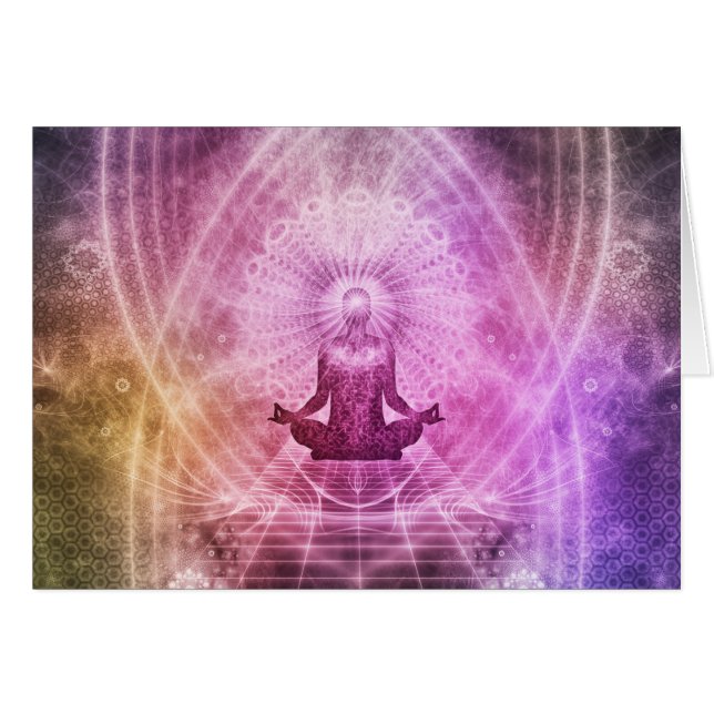 Cartão Meditação espiritual de Yoga Zen Colorida (Frente horizontal)