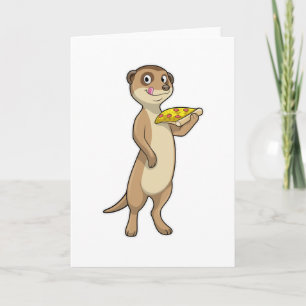 Cartão Meerkat com Pizza