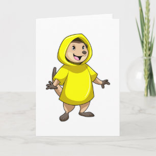 Cartão Meerkat com Raincoat