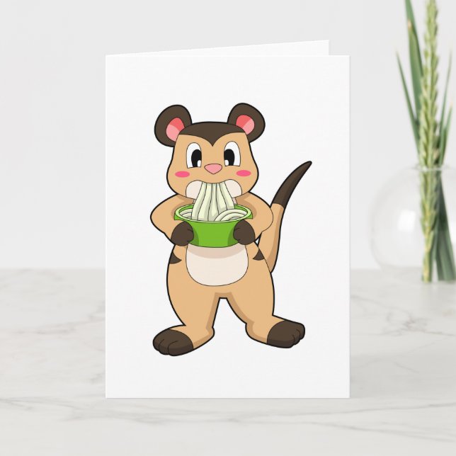 Cartão Meerkat com Ramen (Frente)
