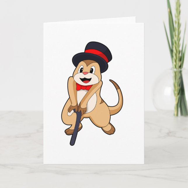 Cartão Meerkat como pensionista com bengalê (Frente)