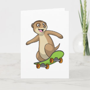 Cartão Meerkat como skater com skate