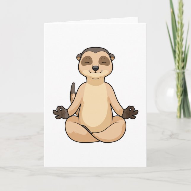 Cartão Meerkat na Meditação Yoga (Frente)