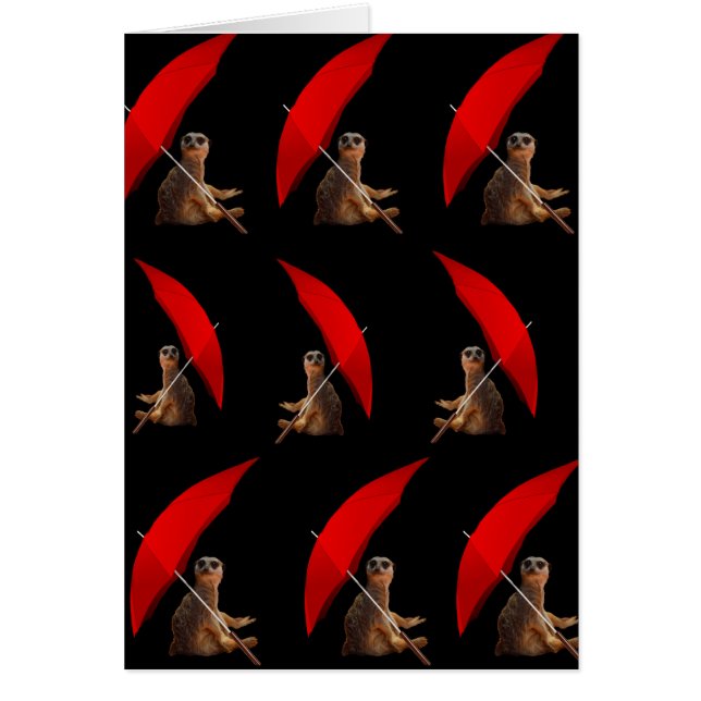 Cartão Meerkat Sentado Sob Umbrella, (Frente)
