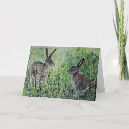 Cartão Meeting Place blank greeting card pair of hares