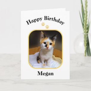 Cartão Megan Calico Kitten Feliz Aniversário