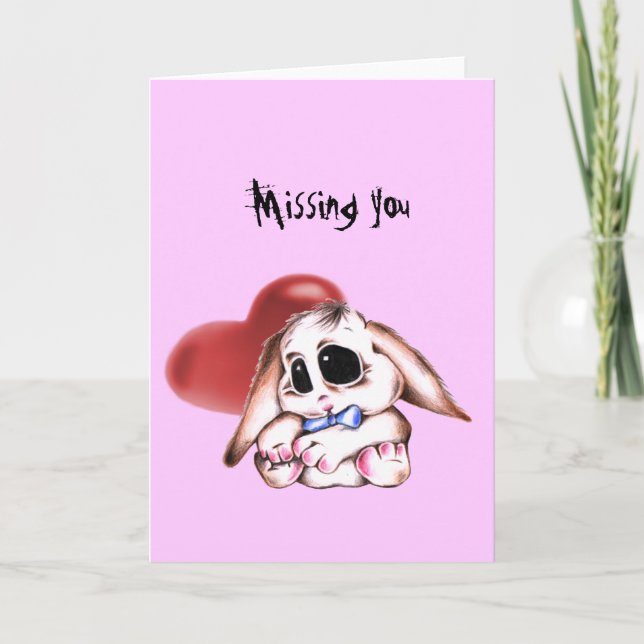 Cartão Megg: A cute bunny - boy, missing you (Frente)