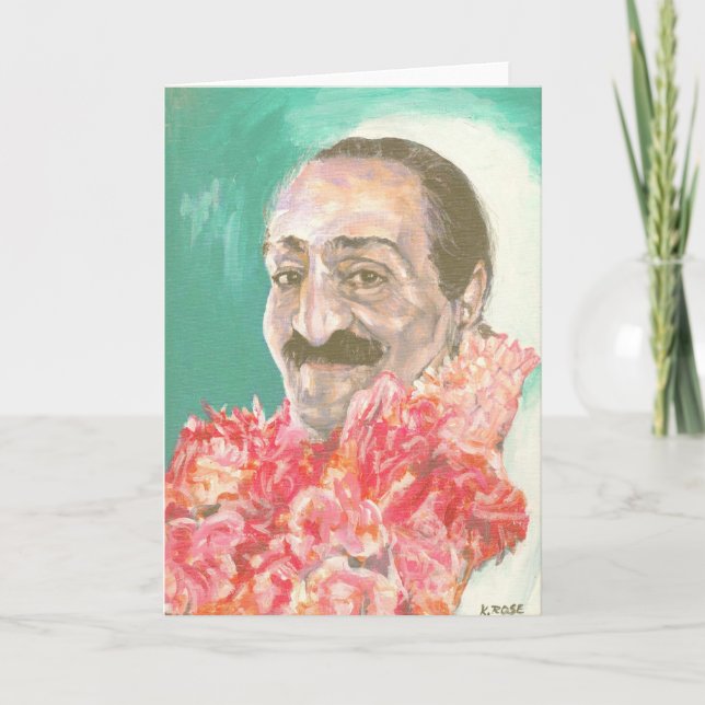 Cartão Meher Baba with flowers (Frente)