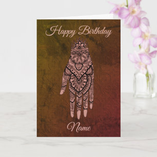 Cartão Mehndi Hand Tattoo Art Personalizado Aniversário