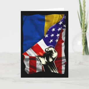 Cartão Meia Bandeira Americana Raízes Ucranianas Bandeira