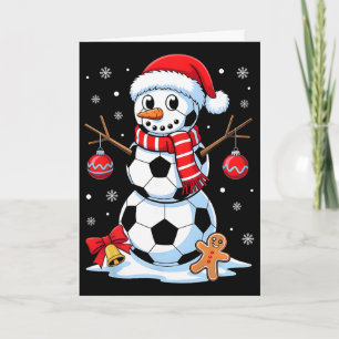 Cartão Meia de Natal de Futebol Snowman Chapéu de Papai N