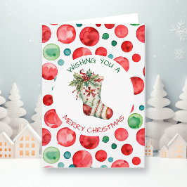 Cartão Meia de Natal Personalizada com Aquarela
