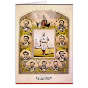 Cartão Meias vermelhas de Cincinnati de 1869