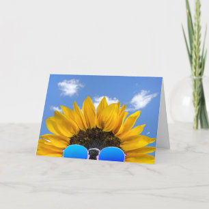 Cartão Meio aniversário Girassol Vestindo óculos de sol