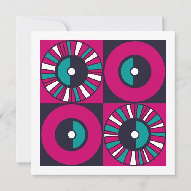 Cartão Meio século Étnico Moderno Vazio Teal Magenta (Frente)