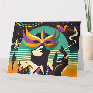 Cartão Meio século Retro 60s Mardi Gras O Homem Fumante