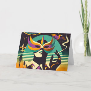 Cartão Meio século Retro 60s Mardi Gras O Homem Fumante
