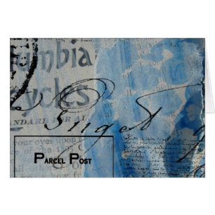 Cartão Meios mistos abstratos e Digitas no azul