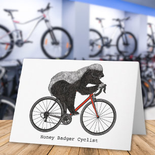 Cartão Mel Badger Ciclando Engraçado Animal Ciclista Hum