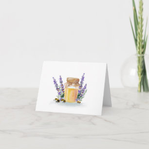 Cartão Mel ouro com um Sprig de Lavanda Napkin
