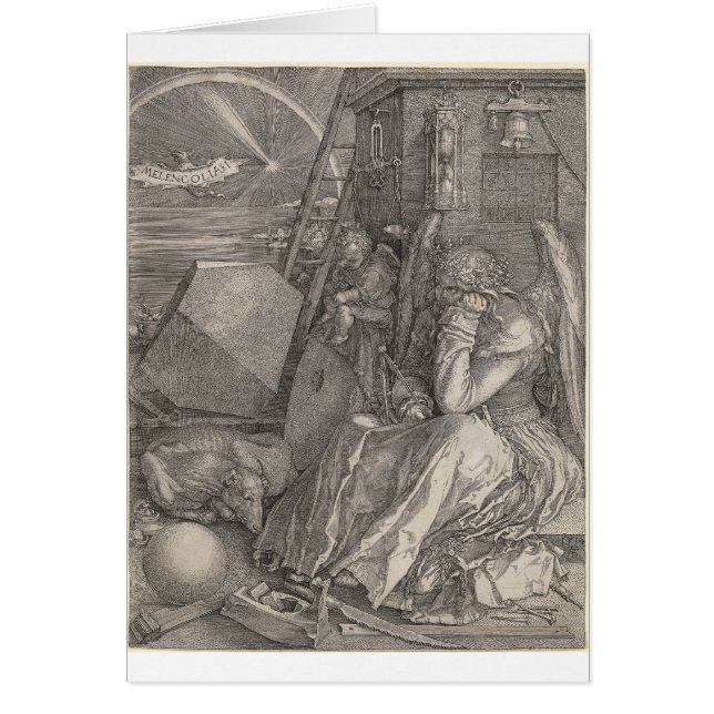 Cartão Melancholia I, Engraçada por Albrecht Durer (Frente)