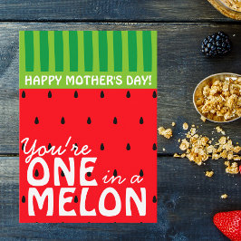 Cartão Melancia Brilhante Um em um Dia de as mães Melão
