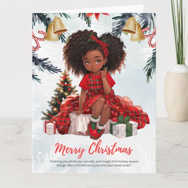Cartão Melanin Christmas Black Girl Magic Xmas Magic Fun (Frente)