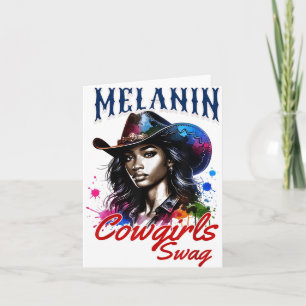 Cartão Melanin CowGirl African Melanin Usa Flag Swag Bla