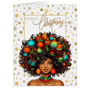 Cartão Melanin Natal Black Queen Melanin Woman Xmas