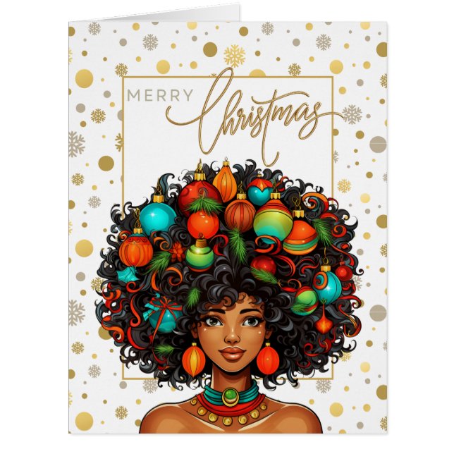 Cartão Melanin Natal Black Queen Melanin Woman Xmas (Frente)