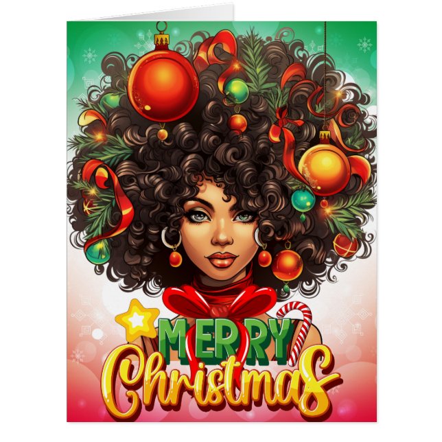 Cartão Melanin Natal Black Queen Melanin Woman Xmas (Frente)