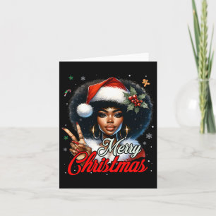 Cartão Melanin Sant, uma garota de Natal americana negra