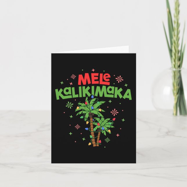 Cartão Mele Kalikimaka Havaiana Palm-Light (Frente)