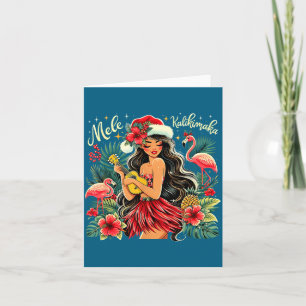 Cartão Mele Kalikimaka Havaiano Natal Hula Menina Havaí