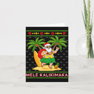 Cartão Mele Kalikimaka Papai Noel Retro Shaka Havaí Natal