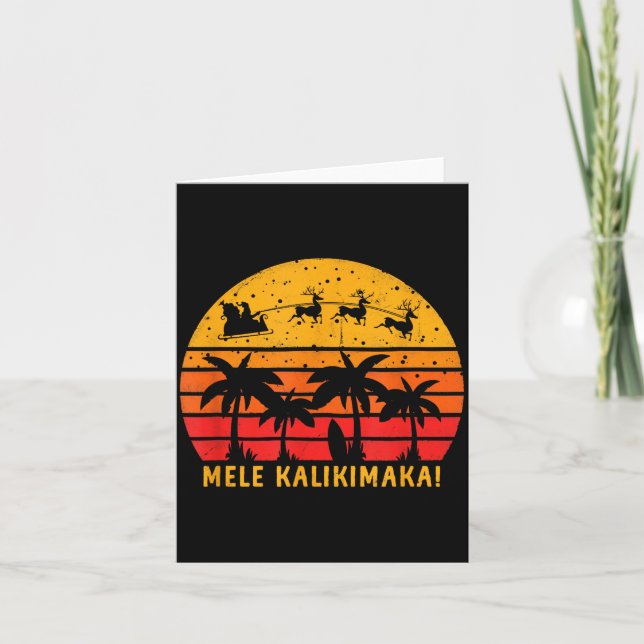 Cartão Mele Kalikimaka Retro Hawaiian Christmas Family Va (Frente)