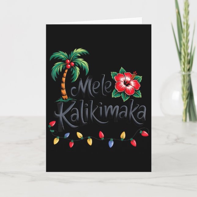 Cartão Mele Kalikimaka Trocal Christmas Hawaiian Xmas Fam (Frente)