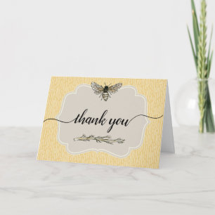 Cartão Melhor Abeia Rústico Elegante Amarelo Obrigado