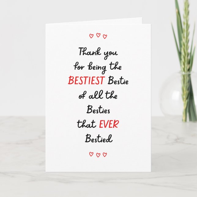 Cartão Melhor Amigo Obrigado Bestie Card (Frente)
