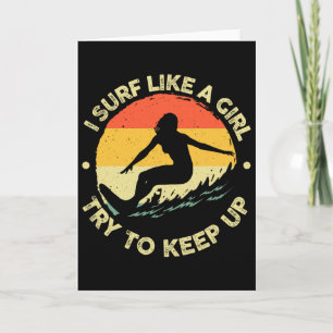 Cartão Melhor Arte de Surf para Meninas Mulheres Praia Su
