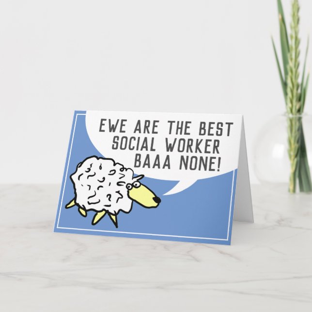 Cartão Melhor Assistente Social Sem Par - Ovelha Pun (Frente)