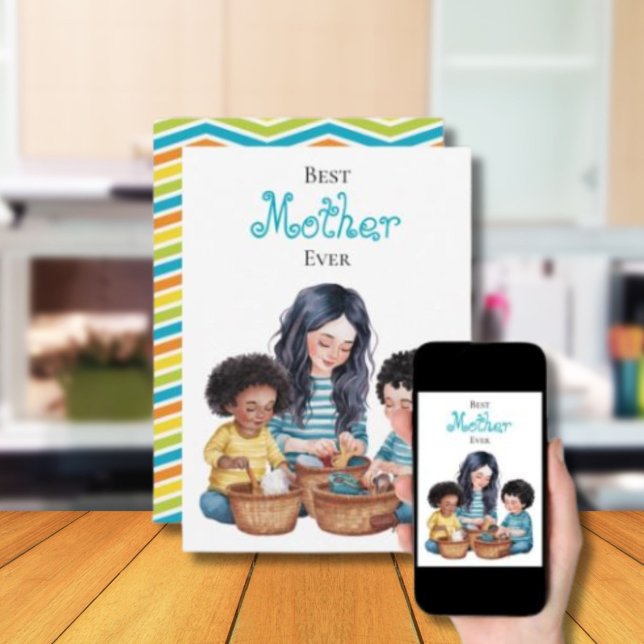 Cartão Melhor Design de Momento de Vinculação Mãe e Filho (Criador carregado)