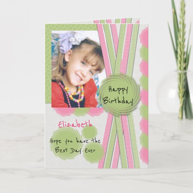 Cartão Melhor dia de aniversário do mundo com foto e nome (Frente)