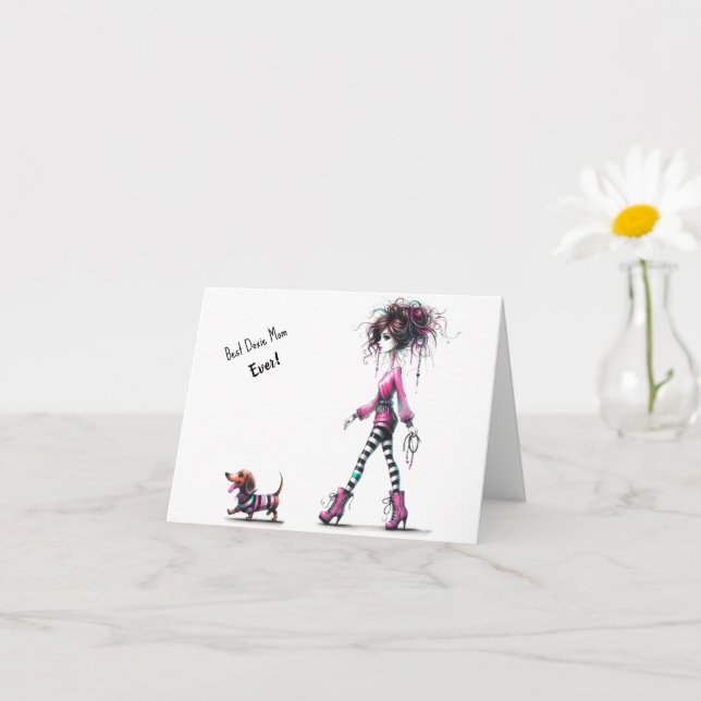 Cartão Melhor Dia de as mães da Mãe Doxie (Planta pequena)