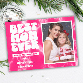 Cartão Melhor Dia de as mães de Foto Tie Dye Pink da Mãe