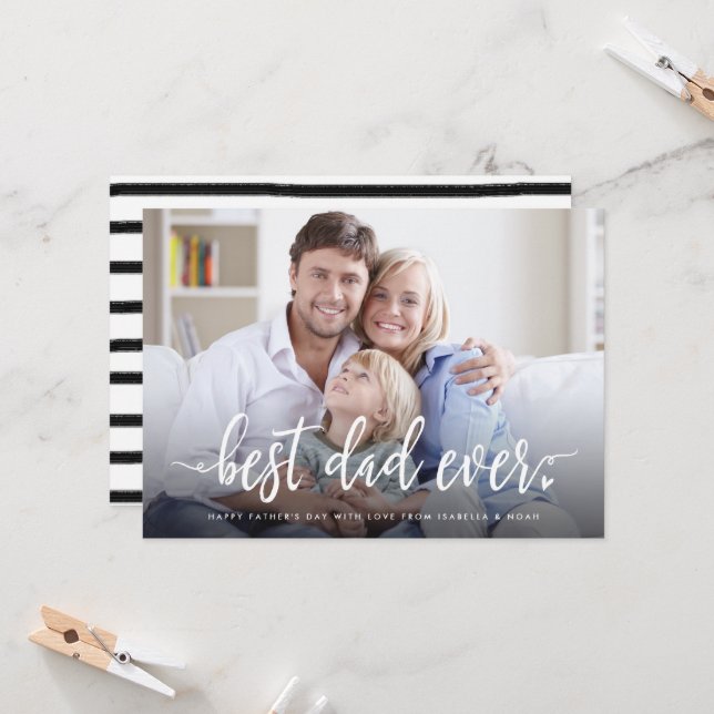 Cartão Melhor Dia de os pais de Fotografia do Pai (Frente/Verso In Situ)