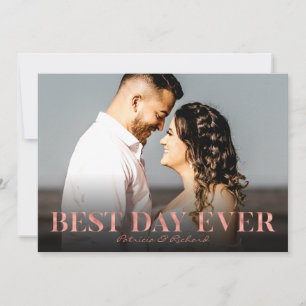 Cartão Melhor Dia de Todos Rosa Dourado Casamento Obrigad