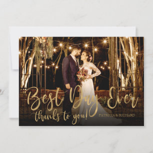 Cartão Melhor Dia de Todos Script Ouro Foto Casamento Obr
