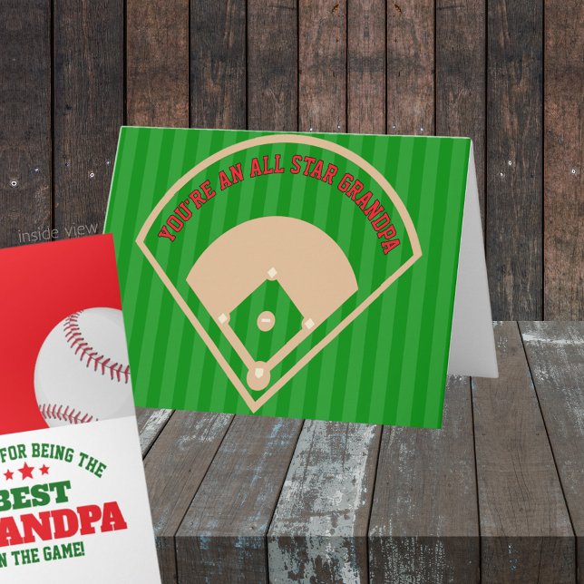 Cartão Melhor do Jogo Presente Personalizado de Beisebol (All Star Best in the Game Folding Greeting Card for Dad, Grandpa, Coach or anyone! )